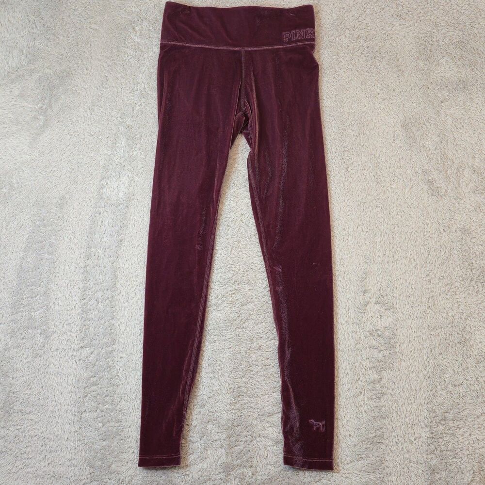 Victoria's Secret Pink Velvet Leggings Pull On Sz XS Mauve Athleisure NWT